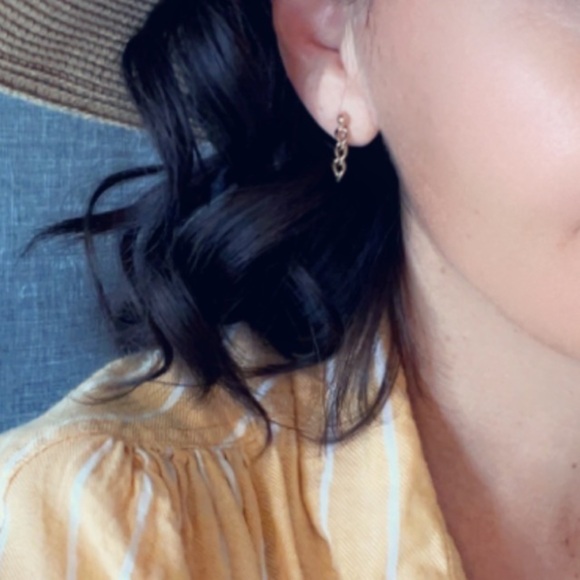 Gold Filled Dangle 3 Link Post Earrings - Picture 8 of 8